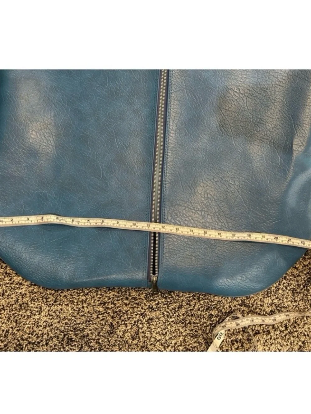 Vintage Vinyl Faux Leather Folding Garment Bag BLUE